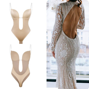 Meinebella™ V-Neck Backless Bodysuit